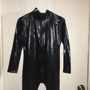 Pleather latex cat suit